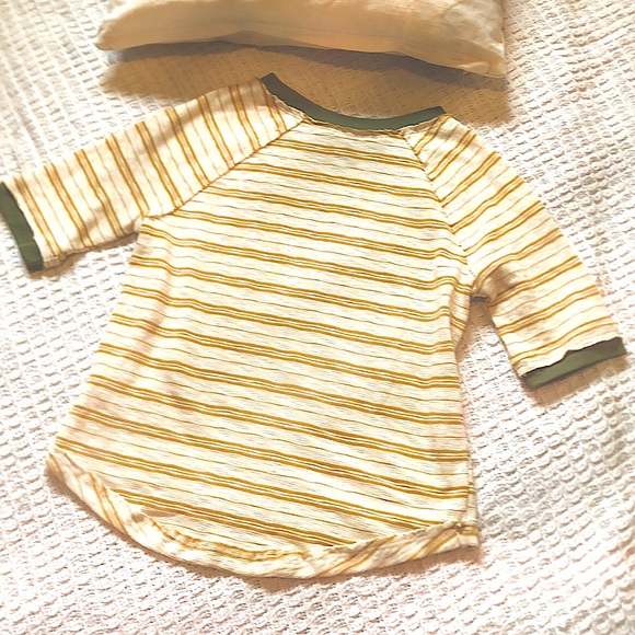 Free People We the free striped cream golden yellow& green cotton Tee Sz xs - Picture 6 of 6